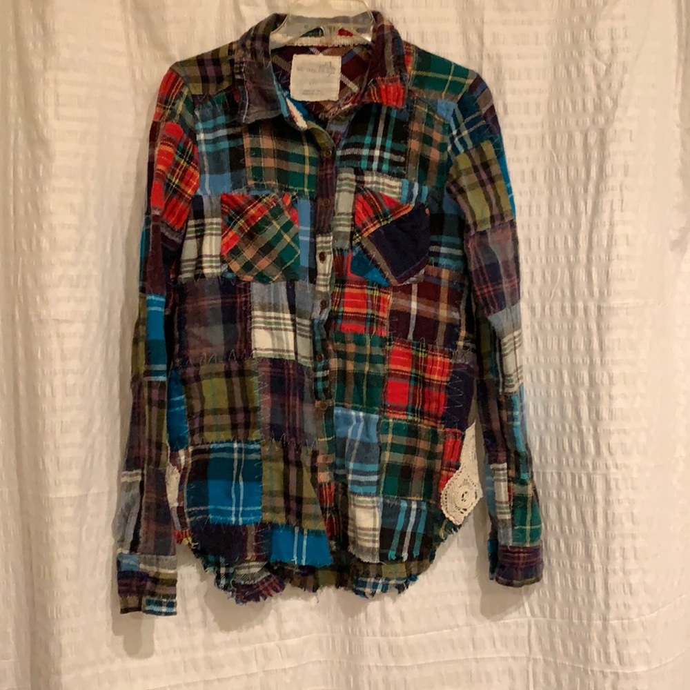Free People Patchwork Flannel Small Euc - image 1
